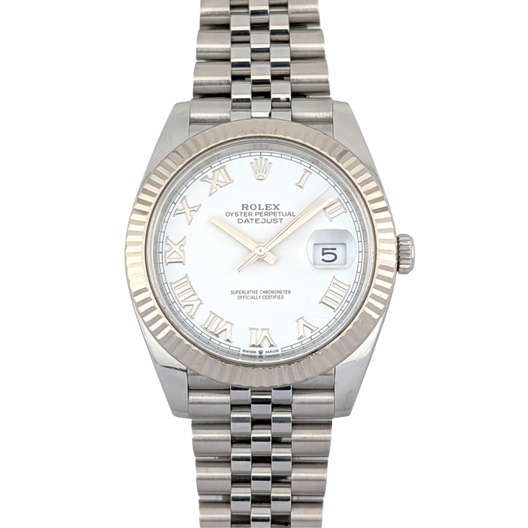 1 Rolex 126334 Datejust 41 White Roman Dial 41mm 2020 Box and Papers