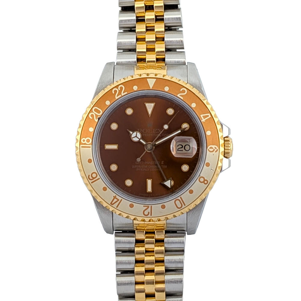 1 Rolex 16713 GMT-Master II Two Tone RootBeer 40mm 1993 Box & Papers(1)