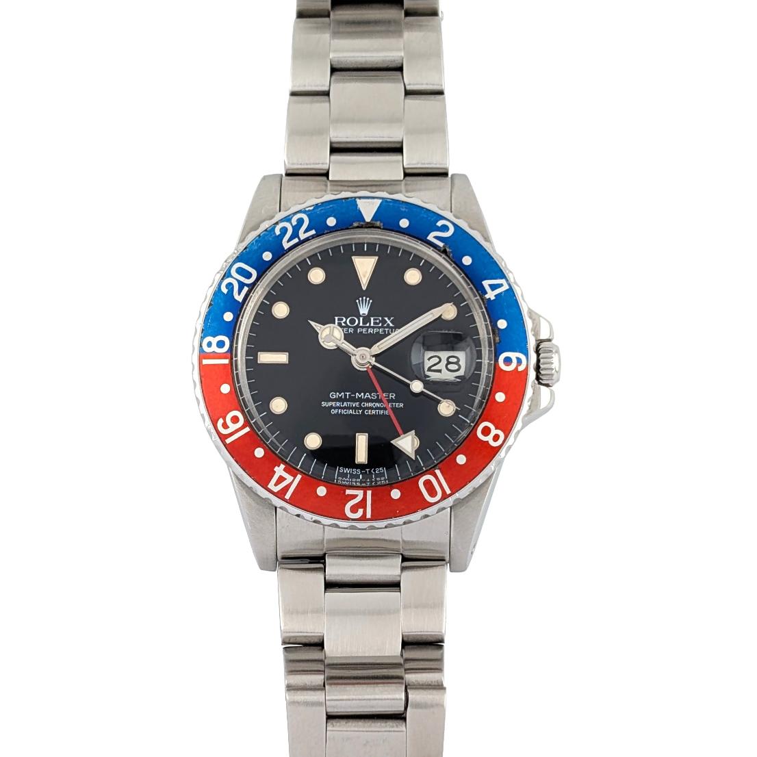 1 Rolex 16750 GMT-Master Pepsi 40mm 1986 Box & Papers