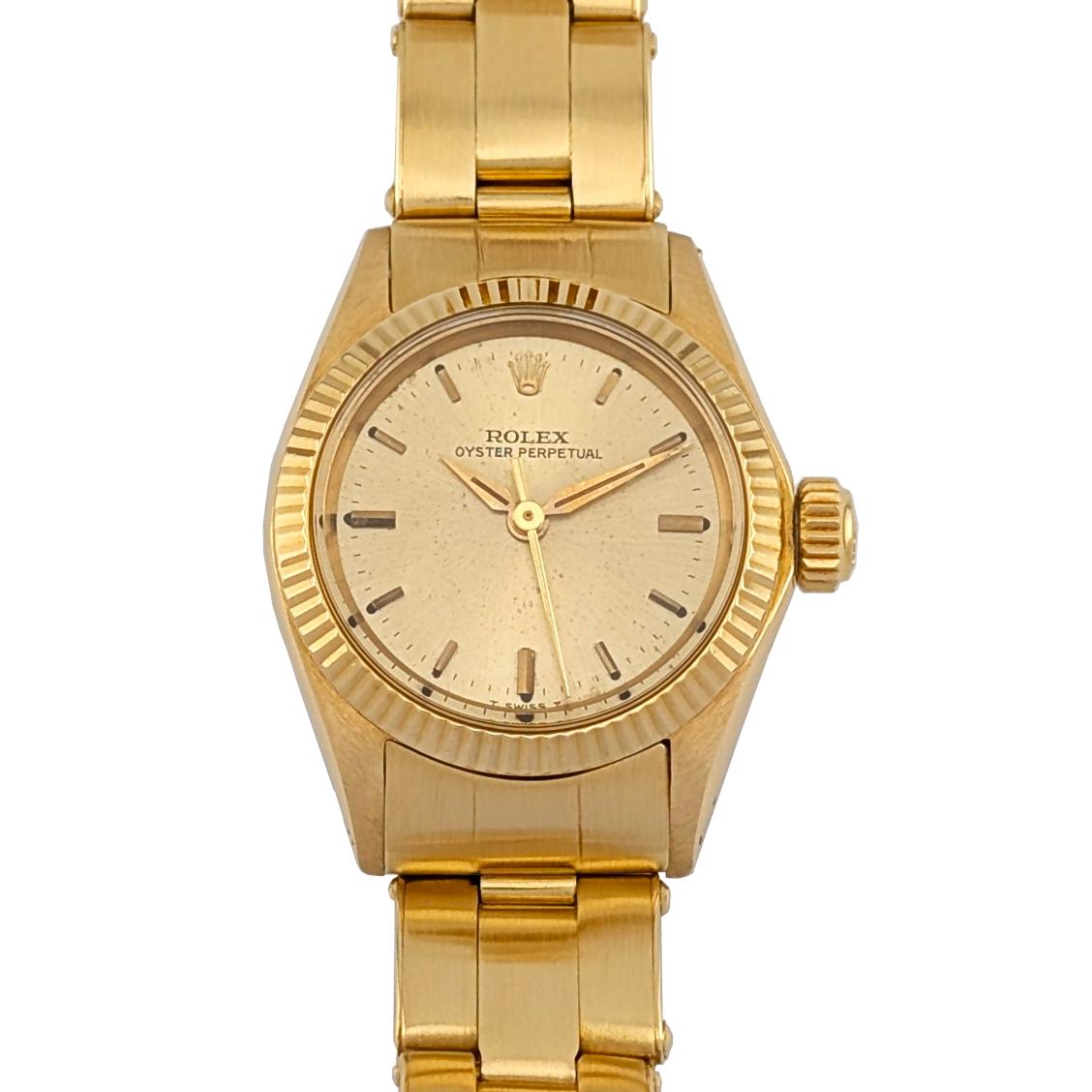 1 Rolex 6619 Vintage Oyster Perpetual Ladies 18k Gold 26mm 1967