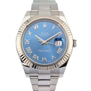Rolex 116334 Datejust II Azzurro Blue Roman Fluted 41mm 2016 Box & Papers