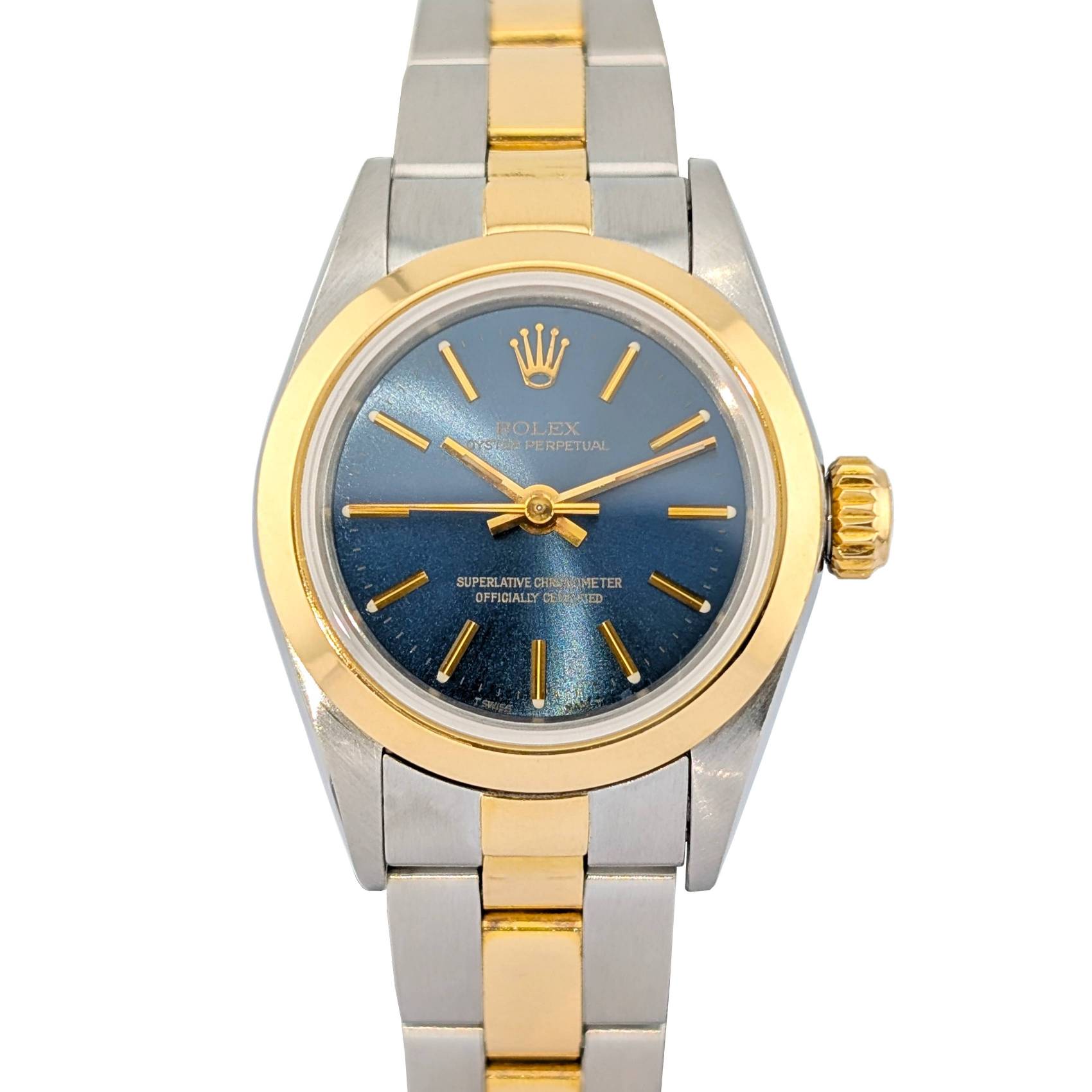 1 Rolex 67183 Oyster Perpetual Lady Sunburst Blue Dial 26mm 1990