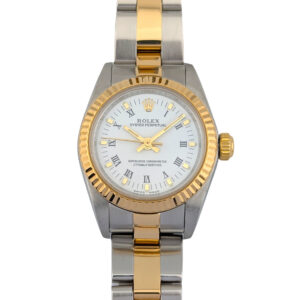Rolex 76193 Oyster Perpetual Two Tone White Roman Dial 26mm 2000 P-Serial