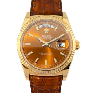 (ON HOLD) Rolex 118138 Day-Date Yellow Gold Cognac Dial 36mm 2017 Box & Papers