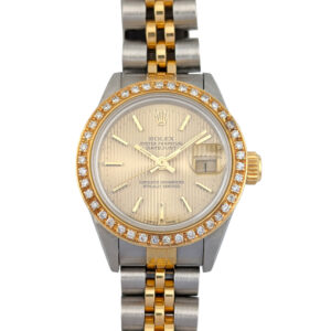 Rolex 69173 Lady-Datejust Tapestry Dial & Custom Diamond Bezel 26mm 1990