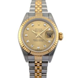 Rolex 79173G Lady-Datejust Champagne Diamond Dial 26mm 2001 RSC Card & Pouch