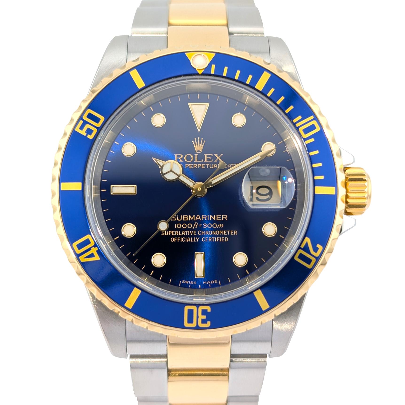 1 Rolex 16613LB Submariner Date Two Tone Bluesy 40mm 2005 Box & Papers