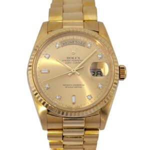 Rolex 18238G Day-Date 36 18k Yellow Gold Diamond Dial 36mm 1988 R-Serial