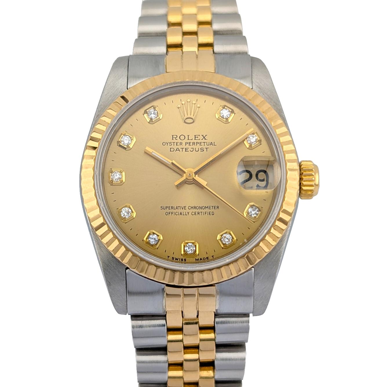1 Rolex 68273G Datejust 31 Champagne Large Diamond Dial 31mm 1989