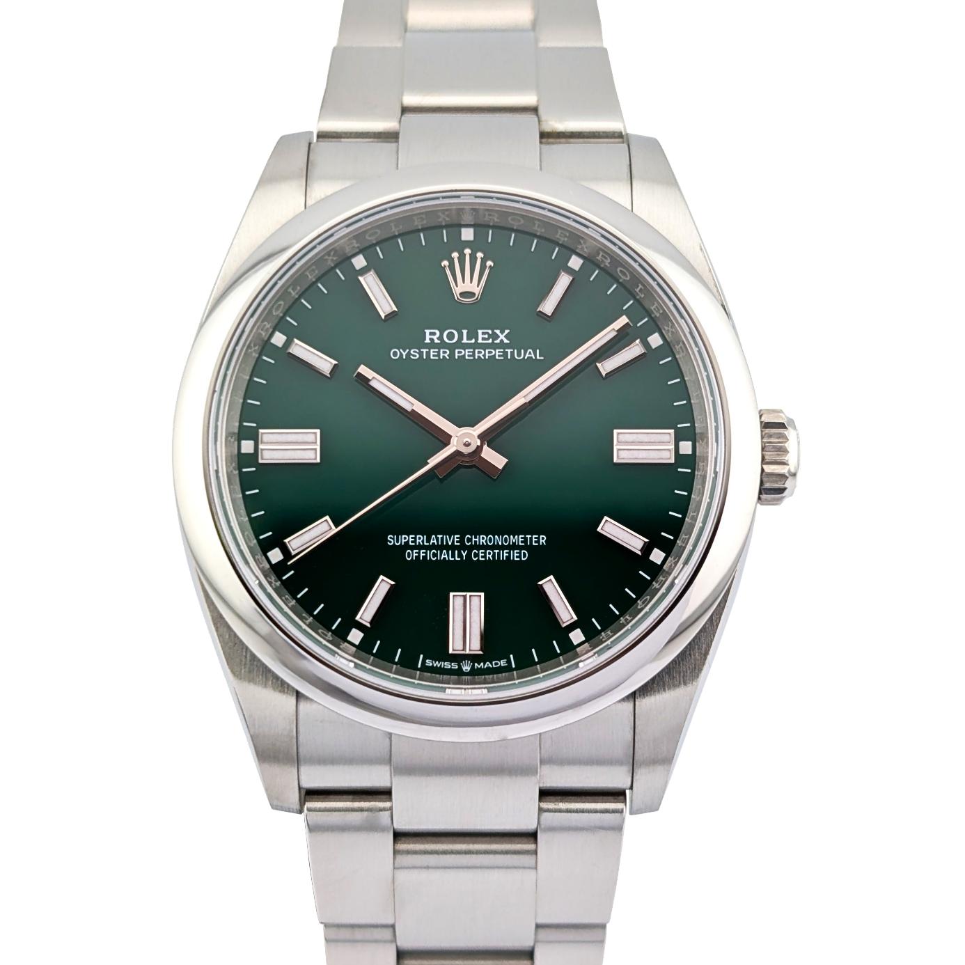 1 Rolex 126000 Oyster Perpetual 36 Green Dial 36mm 2025 Box & Papers