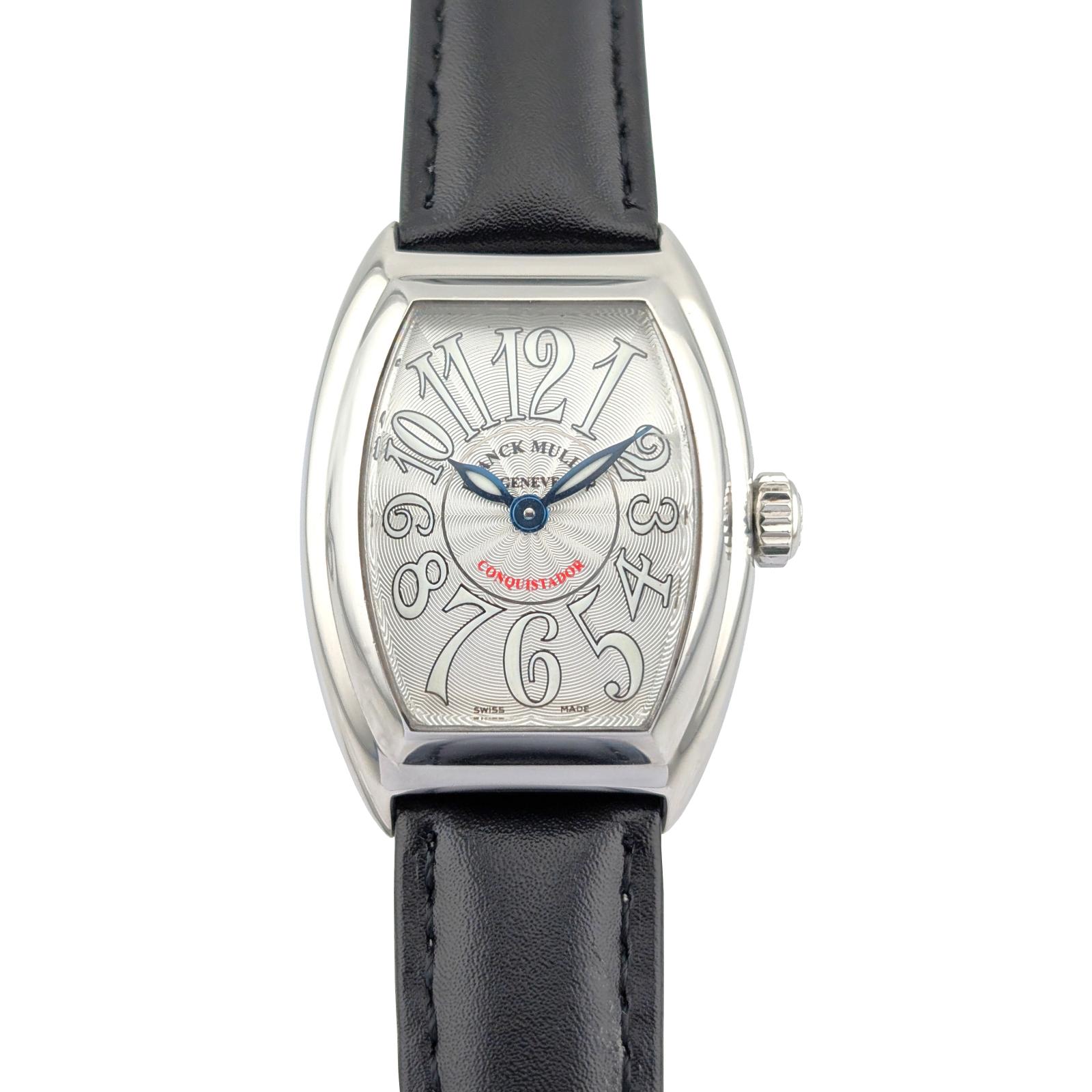 1 Franck Muller 8005LQZ Conquistador Silver on Leather 28mm ~2000s