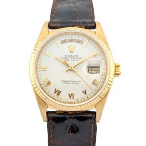 Rolex 18038 Day-Date 36 18k Gold White Roman Dial 36mm 1987 Box & Papers