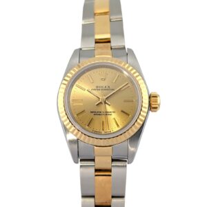 Rolex 67193 Lady Oyster Perpetual Two Tone Champagne Dial 24mm 1996 T-Serial