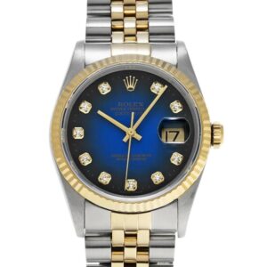 Rolex 16233G Datejust 36 Blue Vignette Diamond Dial 36mm 1995 Box & Papers