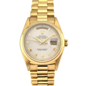 Rolex 18038 Day-Date 36 18k Gold White Roman Dial 36mm 1989 Box & Papers
