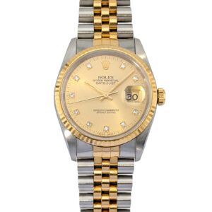 Rolex 16233G Datejust 36 Champagne Diamond Dial 36mm 1992 Box & Papers X-Serial