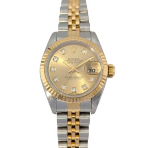 Rolex 69173G Lady-Datejust Two Tone Champagne Big Diamond Dial 26mm 1998 Box & Papers U-Serial