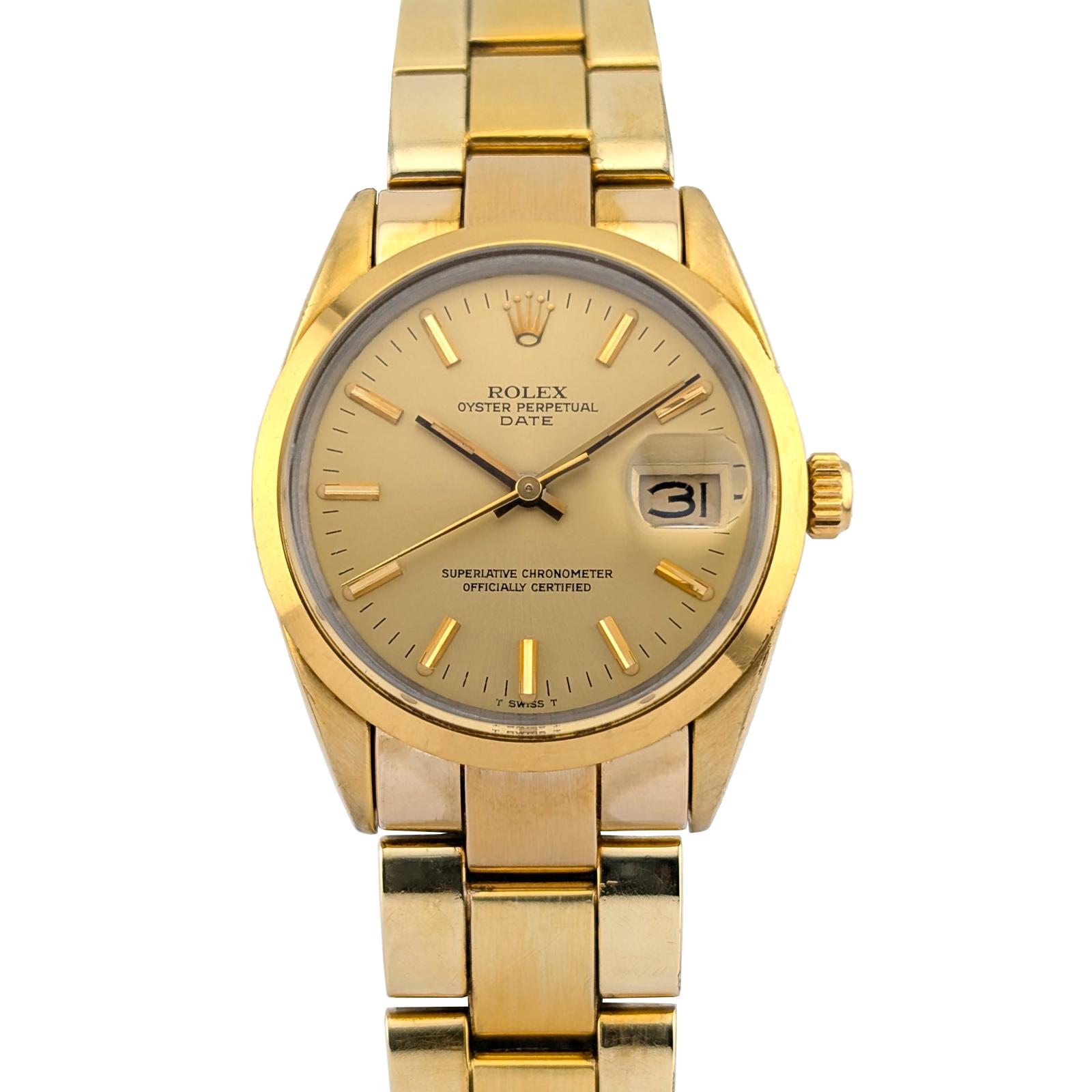 Rolex 15505 Oyster Perpetual Date Gold-Plated 34mm 1984