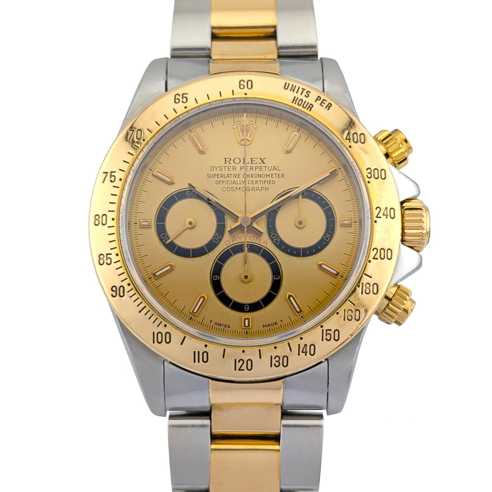 Rolex 16523 Zenith Daytona Two Tone Champagne Dial 40mm 1995 W-Serial