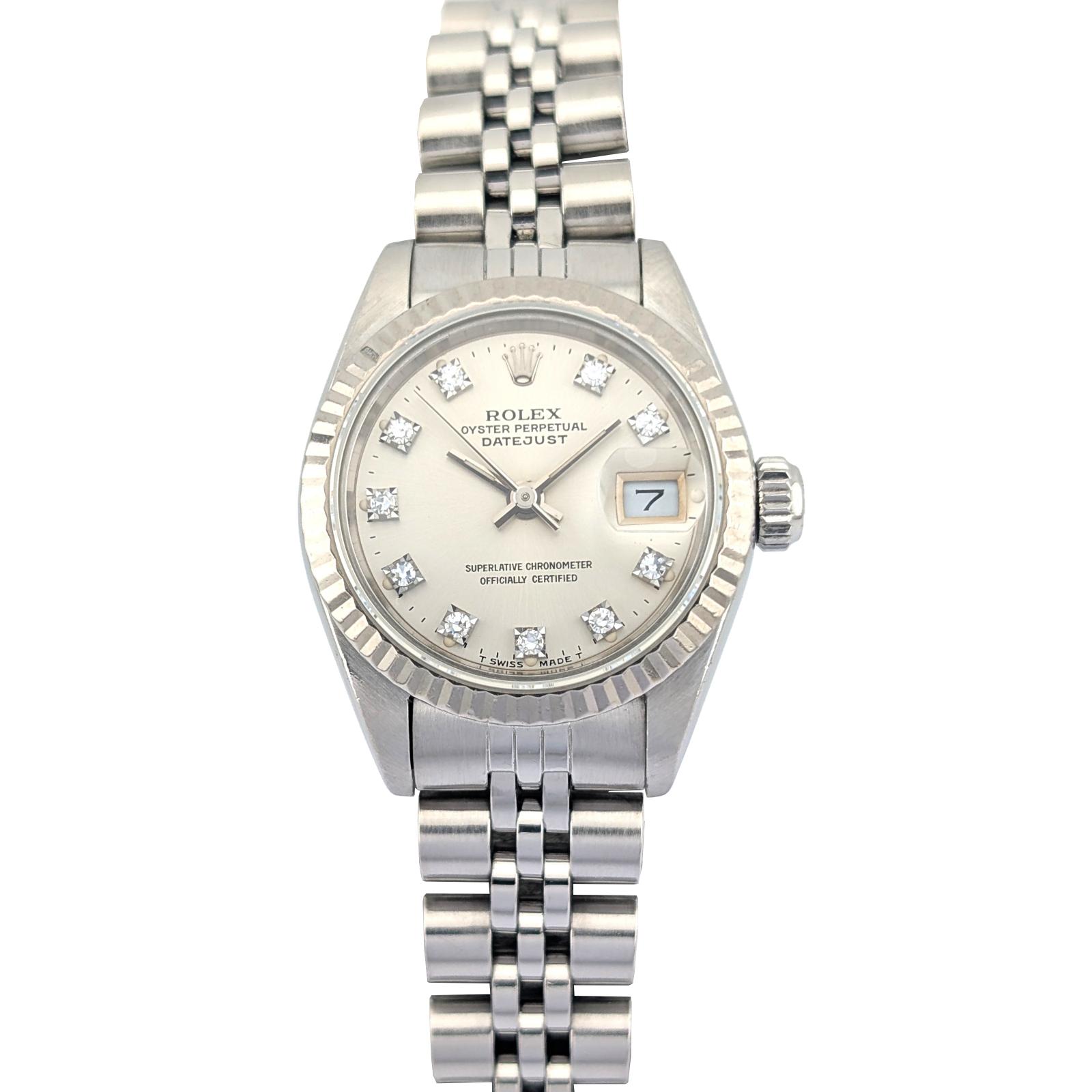 Rolex 69174G Lady-Datejust Silver Diamond Dial 26mm 1989 L-Serial