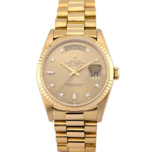 Rolex 18238 Day-Date 36 Champagne Diamond Dial 36mm 1995 W Serial