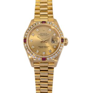 Rolex 69068G Lady-Datejust 18k Yellow Gold Factory Diamonds 26mm 1993 S-Serial